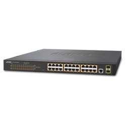 PLANET 普萊德 GS-4210-24P2S 24埠 10/100/1000Mbps 網路交換器,2 port SFP,24 port PoE